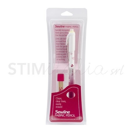 FABRIC PENCIL - Matita Portamina per Tessuto, con 6 Ricariche Gialle Sewline - 1