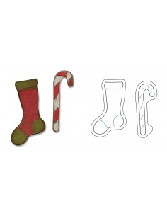 Movers & Shapers Magnetic Die Set 2PK - Mini Stocking & Candy Cane by Tim Holtz Ellison - 1