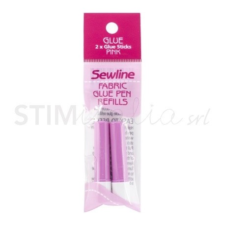 GLUE PEN - 2 Ricariche per Colla Stick per Tessuto Idrosolubile Rosa Sewline - 1