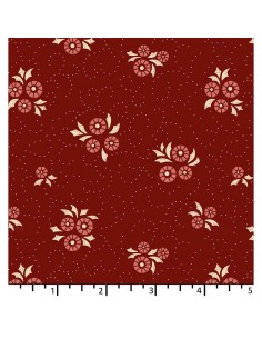 EQP Forward to the Past - Wheel Of Fortune – Cranberry Red, tessuto rosso con fiori rosa Ellie's Quiltplace Textiles - 1