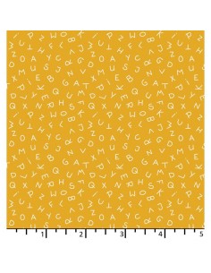 EQP Forward to the Past - ABC - Mustard, tessuto mostarda piccole lettere dell'alfabeto crema Ellie's Quiltplace Textiles - 1