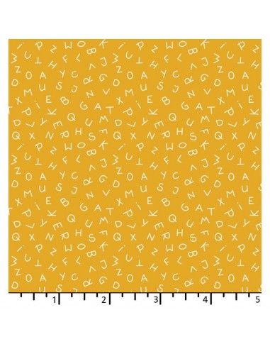 EQP Forward to the Past - ABC - Mustard, tessuto mostarda piccole lettere dell'alfabeto crema Ellie's Quiltplace Textiles - 1