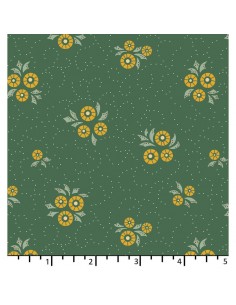 EQP Forward to the Past - Wheel Of Fortune – Ocean, tessuto verde con fiori gialli Ellie's Quiltplace Textiles - 1