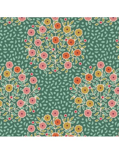 Tilda Pie in the Sky Confetti Pine- Tessuto Verde con motivo Floreale a Bouquet Tilda Fabrics - 1