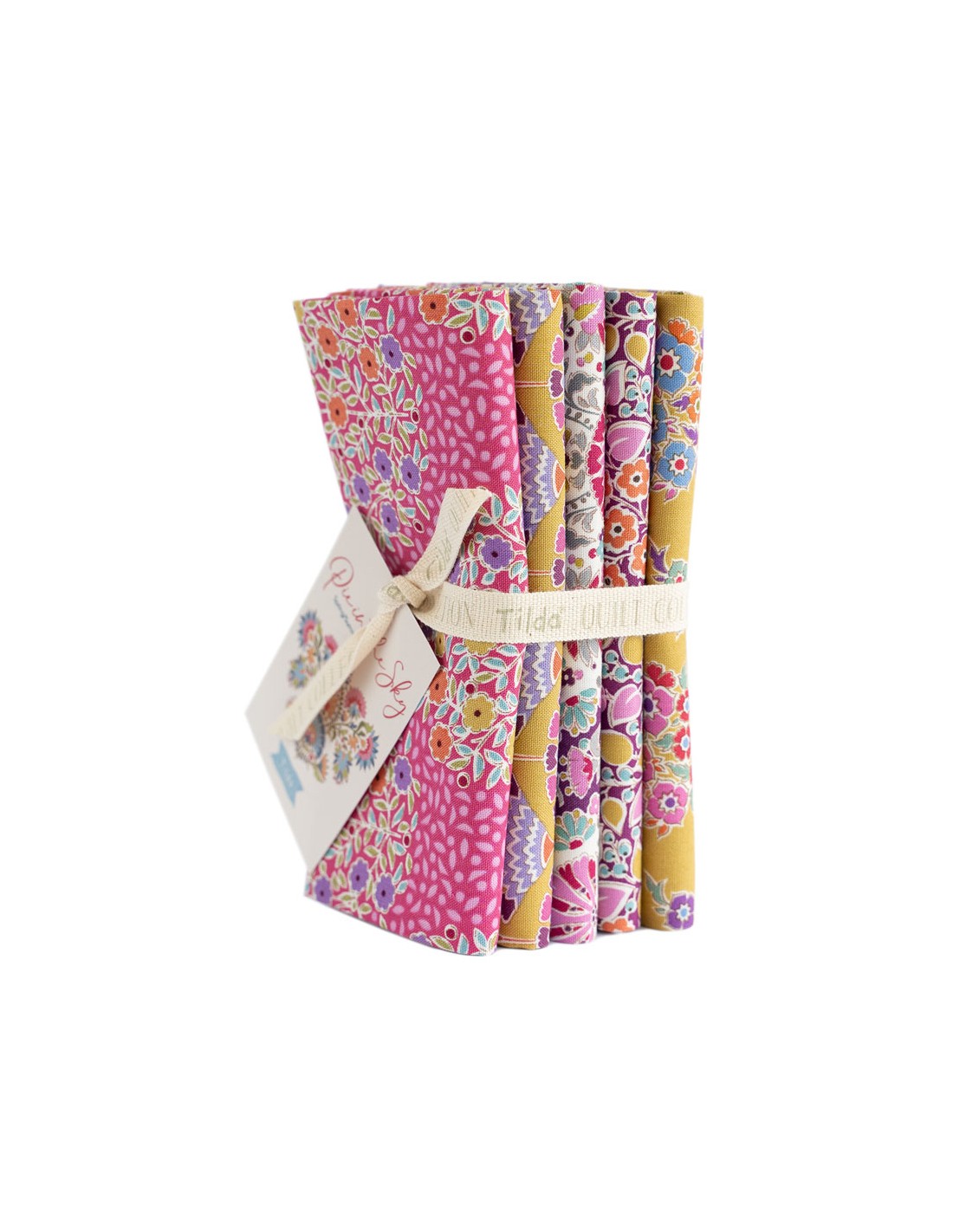 Tilda Pie in the Sky Fat Quarter Bundle 5 Tessuti Cerise/Mustard
