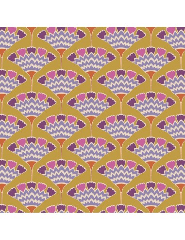 Tilda Pie in the Sky Tasselflower Mustard- Tessuto Fondo Giallo Mostarda e Millefiori Lilla Tilda Fabrics - 1