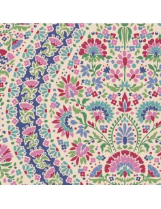 Tilda Pie in the Sky Whimsybird Blue- Tessuto Fondo Panna con stravagante motivo Floreale predominante Blu Tilda Fabrics - 1