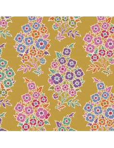 Tilda Pie in the Sky WillyNilly Mustard- Tessuto Fondo Giallo Caldo con Disegno Cashmere Floreale Tilda Fabrics - 1